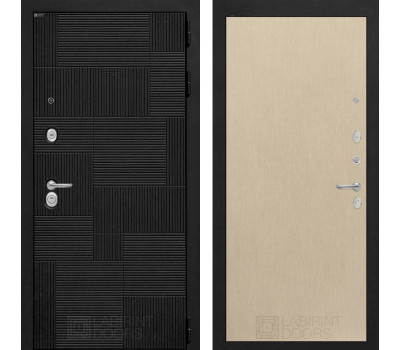 Входная металлическая дверь Лабиринт Pazl 05 (Лофт черный / Венге светлый)